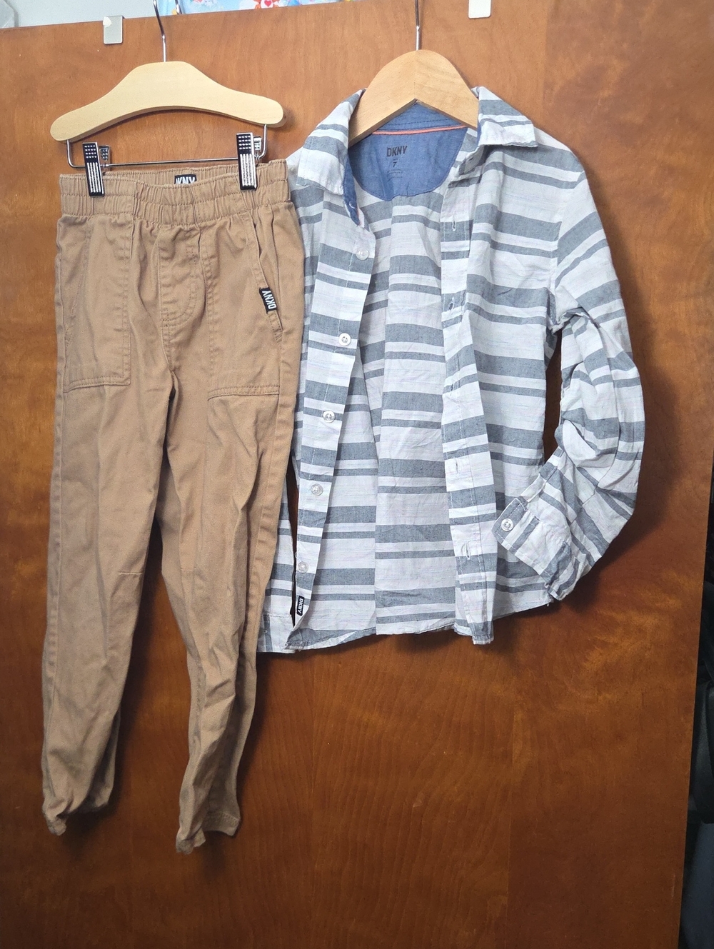 DKNY Boys' Tan Jogger Pants - Casual Pull-On Style